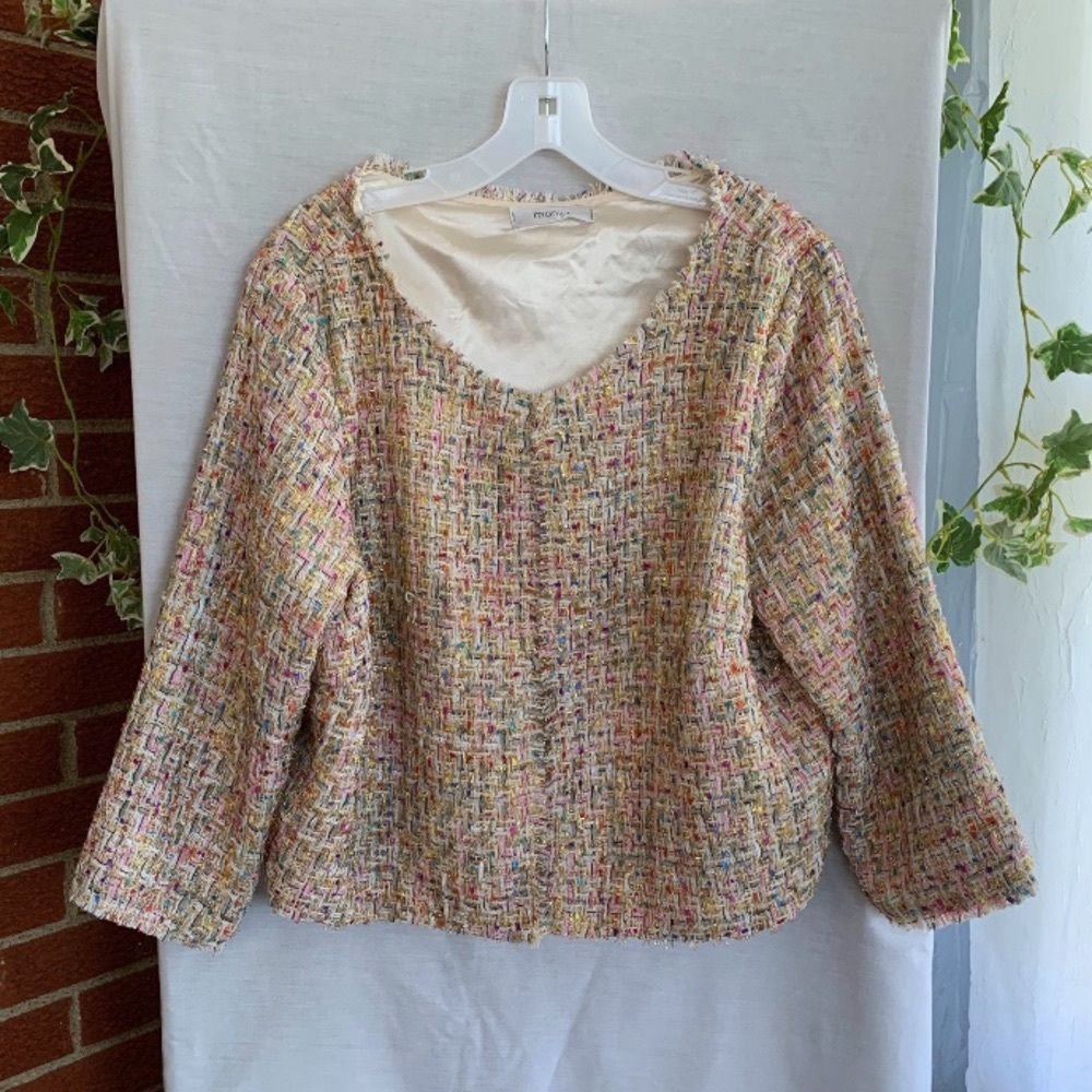Maniju | Multicolored Tweed Gold Metallic Shell Ivory 3XL